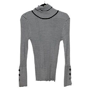 Anthropologie Black and White Striped Knit Sweater